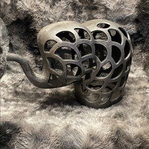 Decorative Cutout Elephant Sculpture - Black Metal Home Art